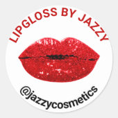 名前によるリップグロスグリッタープロモーション製品レッド ラウンドシール (正面)