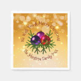 名前に一致するクリスマスを金ゴールドカクテルナップに追加 スタンダードカクテルナプキン