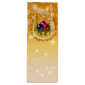 名前に一致するクリスマスを金ゴールドワイン抱き枕に追加 ワインギフトバッグ (正面)