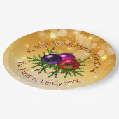 名前に一致するクリスマスを金ゴールド9"紙プレートに追加 ペーパープレート (アングル)