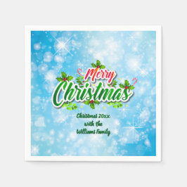 名前に一致するメリークリスマスブルーカクテルNaを追加 スタンダードカクテルナプキン