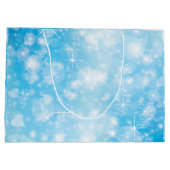 名前に一致するメリークリスマスブルー大きいギフトを追加 ラージペーパーバッグ (裏面)