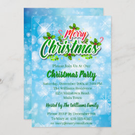 名前に一致するMerry Christmas Blueパーティー招待の追加 招待状