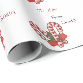 名前に出入するクリスマスのキャンディ・ケーンのサンタのカスタム ラッピングペーパー (ロールコーナー)