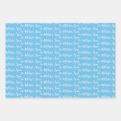 名前に手書きモダンライトブルー2 ラッピングペーパーシート (正面)