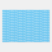 名前に手書きモダンライトブルー ラッピングペーパーシート (正面)