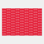 名前に手書きモダン白黒赤 ラッピングペーパーシート (正面3)