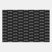 名前に手書きモダン白黒赤 ラッピングペーパーシート (正面2)