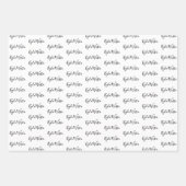 名前に手書きモダン白黒赤 ラッピングペーパーシート (正面)