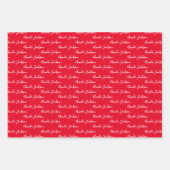 名前に手書きモダン白黒赤 ラッピングペーパーシート (正面3)