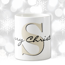 名前に6月の誕生石ジュエルパールのイニシャル メリークリスマス コーヒーマグカップ