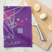 名前のおもしろいキッチンピンクパープルティール(緑がかった色)シェイプメドレー キッチンタオル (四つ折り)