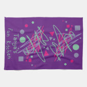 名前のおもしろいキッチンピンクパープルティール(緑がかった色)シェイプメドレー キッチンタオル (横)