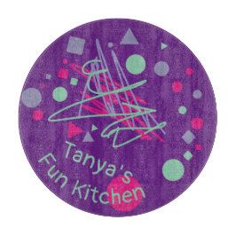 名前のおもしろいキッチンメドレピンクパープルティール（緑がかった色）シェイプ カッティングボード