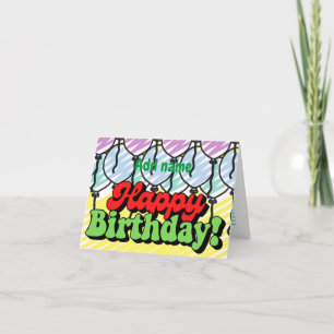 名前のかわいいカラフルグラフィック子供の誕生日の追加 カード