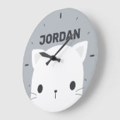 . .名前のかわいいパーソナライズされた小猫 ラージ壁時計 (傾斜)