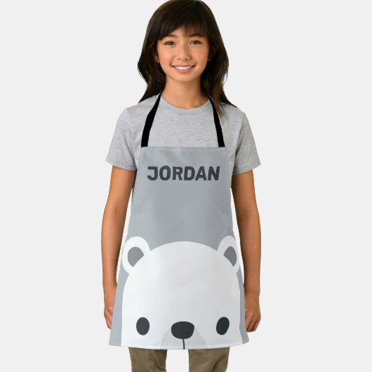 . .名前のかわいい小さなパーソナライズされたホッキョクグマ エプロン (インサイチュ)