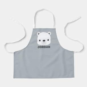. .名前のかわいい小さなパーソナライズされたホッキョクグマ エプロン