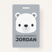 . .名前のかわいい小さなパーソナライズされたホッキョクグマ バッジ (正面)