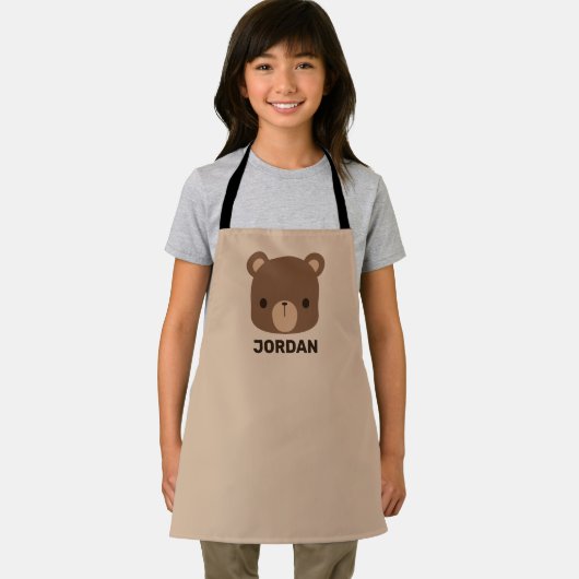 名前のかわいい小さな茶色パーソナライズされたの熊 エプロン (インサイチュ)