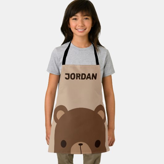 名前のかわいい小さな茶色パーソナライズされたの熊 エプロン (インサイチュ)