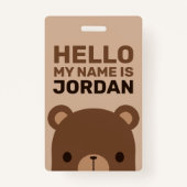 名前のかわいい小さな茶色パーソナライズされたの熊 バッジ (正面)