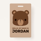 名前のかわいい小さな茶色パーソナライズされたの熊 バッジ (正面)