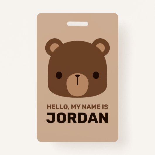 名前のかわいい小さな茶色パーソナライズされたの熊 バッジ (正面)