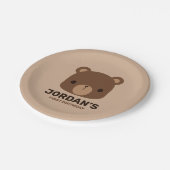名前のかわいい小さな茶色パーソナライズされたの熊 ペーパープレート (アングル)