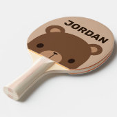 名前のかわいい小さな茶色パーソナライズされたの熊 卓球ラケット (正面アングル)