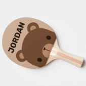 名前のかわいい小さな茶色パーソナライズされたの熊 卓球ラケット (横)