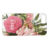 名前のかわいらしいピンクのシャクヤクの花花束 Case-Mate iPhoneケース (裏面(横))