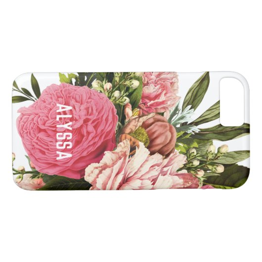 名前のかわいらしいピンクのシャクヤクの花花束 Case-Mate iPhoneケース (裏面(横))