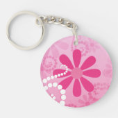 名前のかわいらしい花のかわいいピンクのレトロのデイジー キーホルダー (正面)