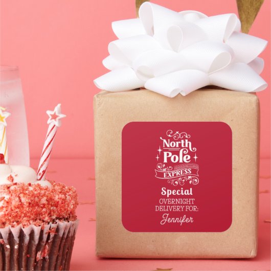 名前のための赤い北極の特別な一晩デリバリー スクエアシール (パーティー)