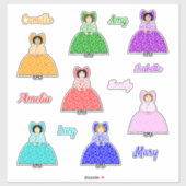 名前のついた小さな植民地時代の7体の人形 シール (シート)