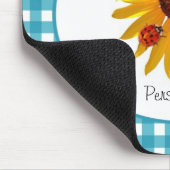 名前のてんとう虫のヒマワリのターコイズのギンガム マウスパッド (コーナー)