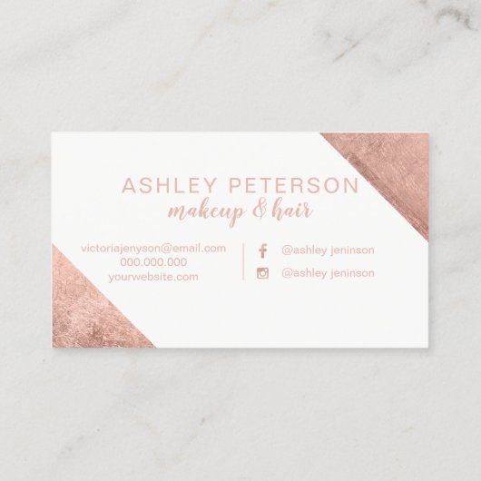 名前のばら色の金ゴールドの白髪の化粧のタイポグラフィ 名刺 (裏面)