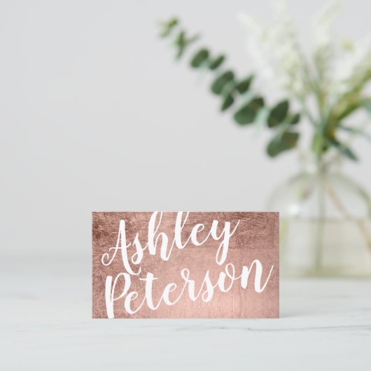 名前のばら色の金ゴールドの白髪の化粧のタイポグラフィ 名刺 (スタンド正面)