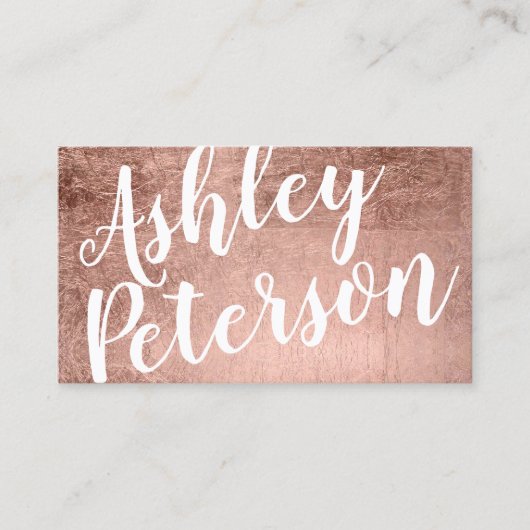 名前のばら色の金ゴールドの白髪の化粧のタイポグラフィ 名刺 (正面)