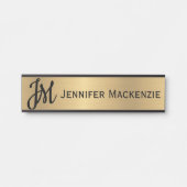 名前のみモノグラムフェイク金ゴールドオフィスのドアの看板 サインプレート (正面)