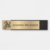 名前のみモノグラムフェイク金ゴールドオフィスのドアの看板 サインプレート (正面)