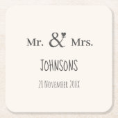 名前のアンパサ結婚ンドのタイポグラフィ スクエアペーパーコースター (正面)