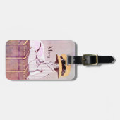 名前のアールヌーボーの女性のヴィンテージ旅行トランク ラゲッジタグ (正面横)