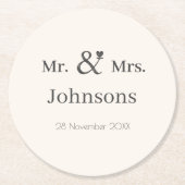 名前のア結婚ンパサンドタイポグラフィ  ラウンドペーパーコースター (正面)