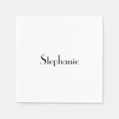 名前のイニシャルテンプレート 黒 白 カスタム かわいい スタンダードカクテルナプキン (正面)