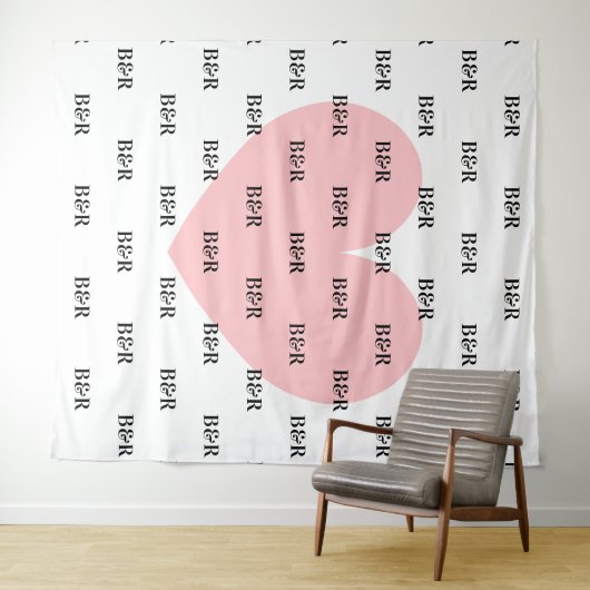 名前のイニシャルロゴ ウェディングパーティ フォトバックドロップ タペストリー (インサイチュ(横))