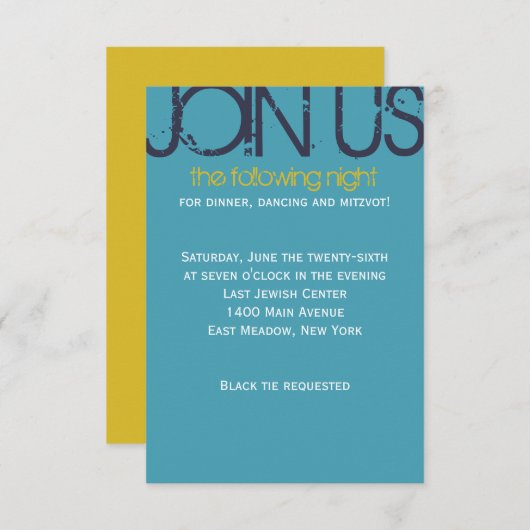 名前のイニシャル バー ミツバ祭 パーティー カード (正面/裏面)