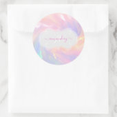 名前のイニシャル ホログラム ユニコーン ピンク プリンセス ラウンドシール (バッグ)