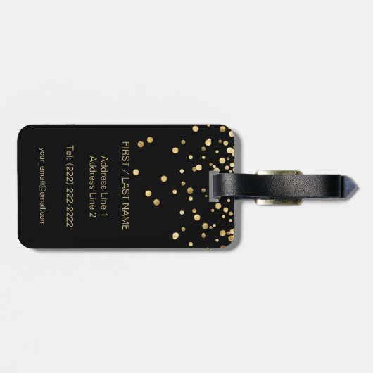 名前のエレガントで黒い金ゴールドのモノグラムの手紙「H」 ラゲッジタグ (裏面横)